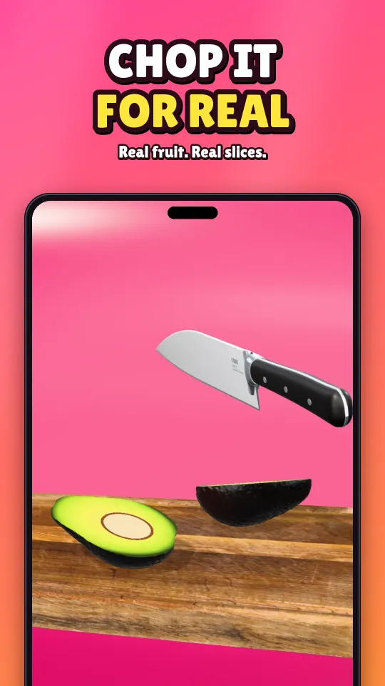 Screenshot: Chop it for real, an avocado cut in two